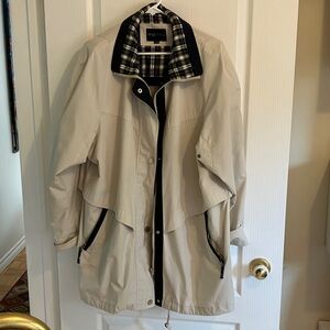 Sequence Beige Trench Coat with Navy Plaid Lining